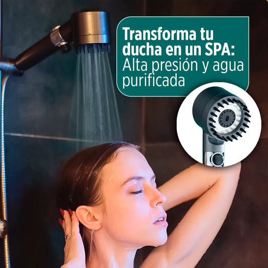 HidraSpa Max - Transforma tu ducha en un SPA de lujo:  agua purificada, alta presión, 3 modos de chorro